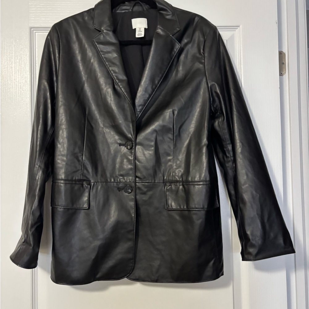 H&M Black Faux Leather Blazer
